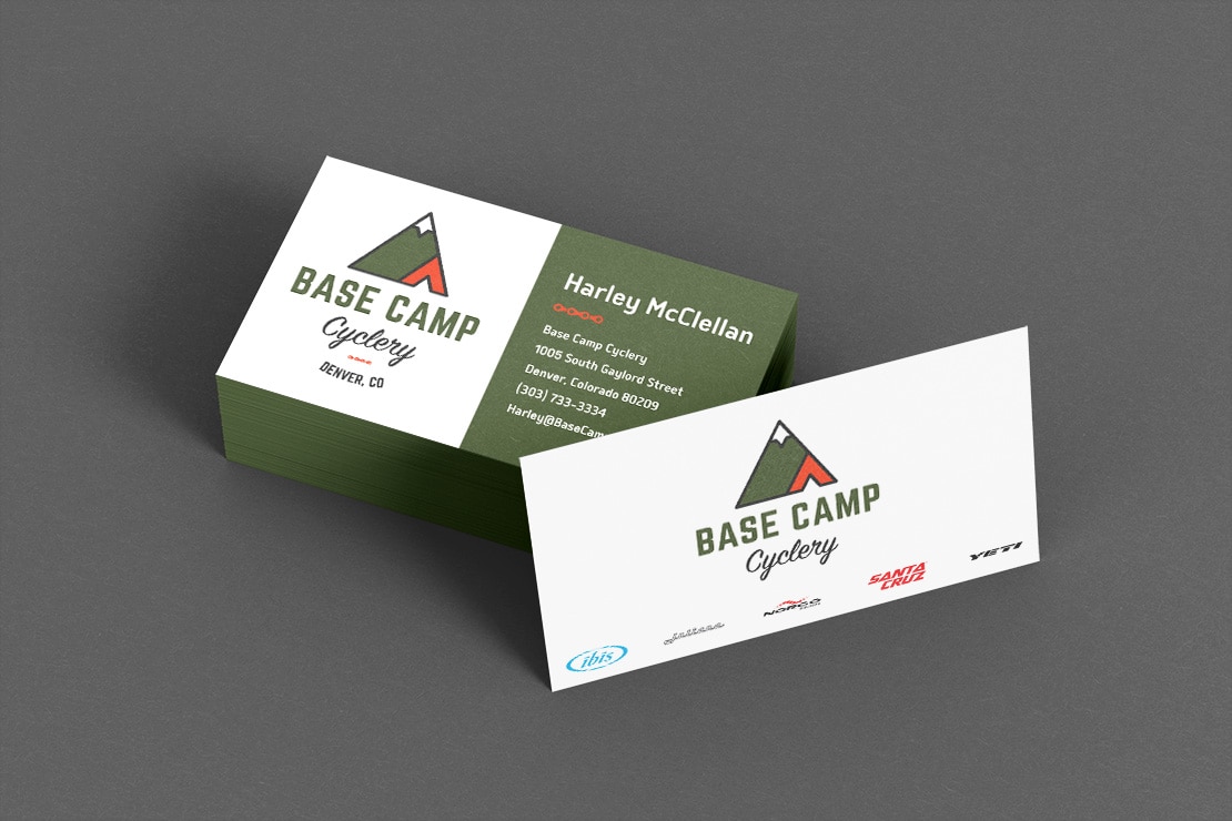 print marketing business card design for Denver bicycle company