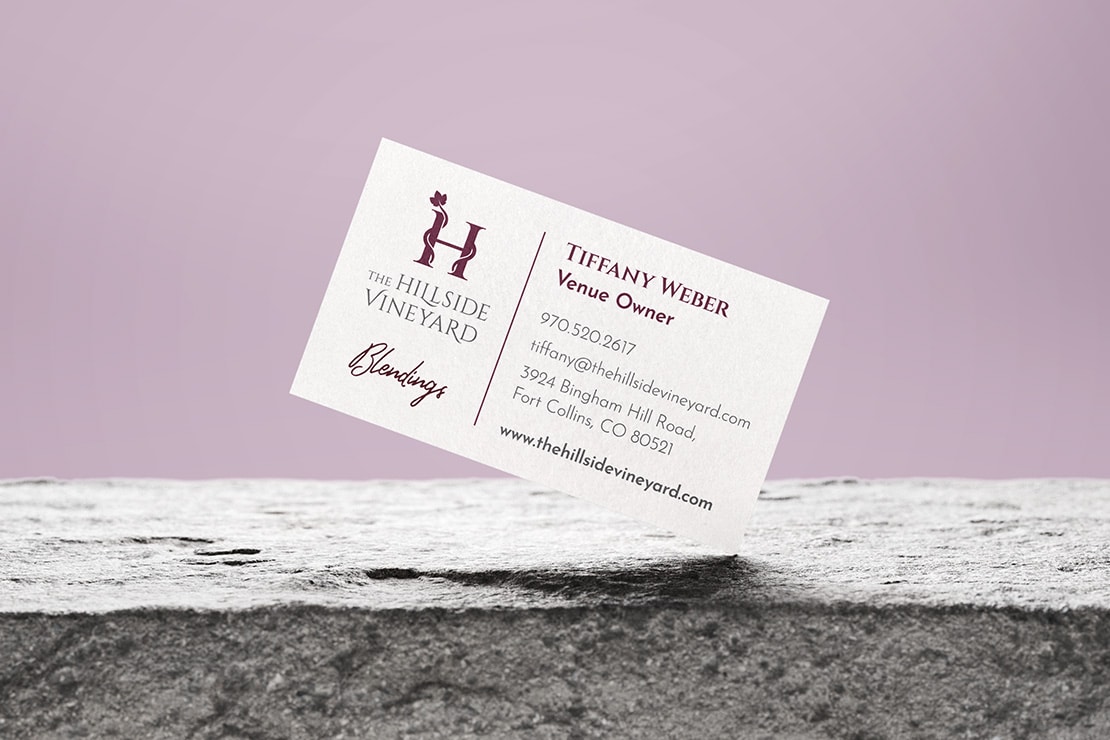 print marketing business card design for Colorado winery