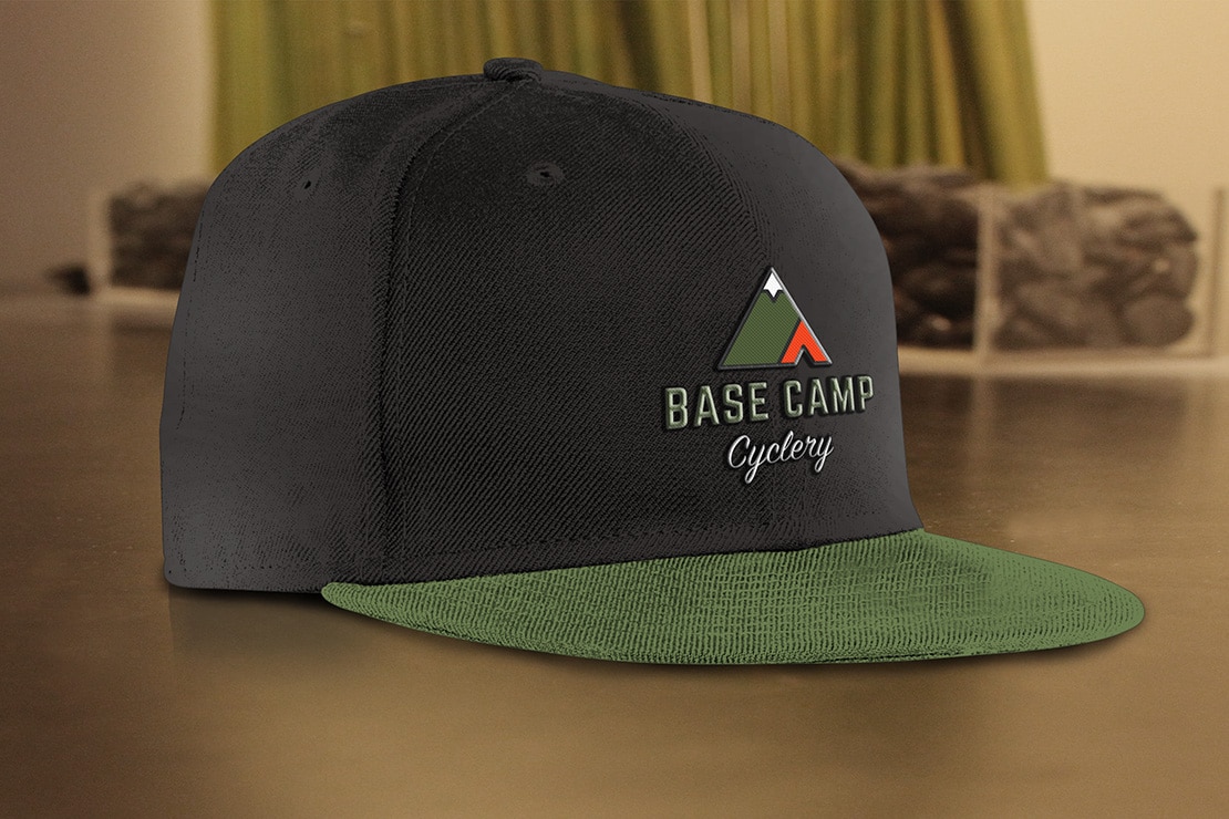 print marketing baseball cap design for Denver bicycle company