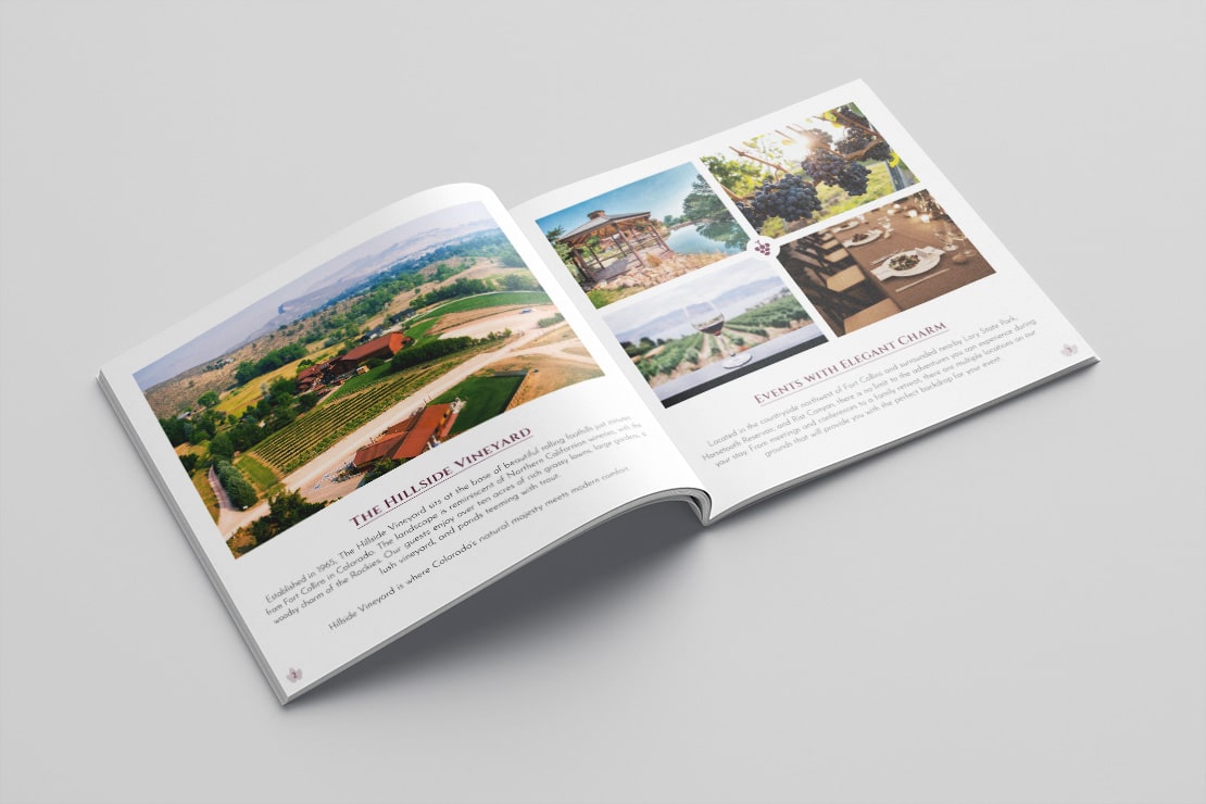 print marketing brochure design for Colorado winery