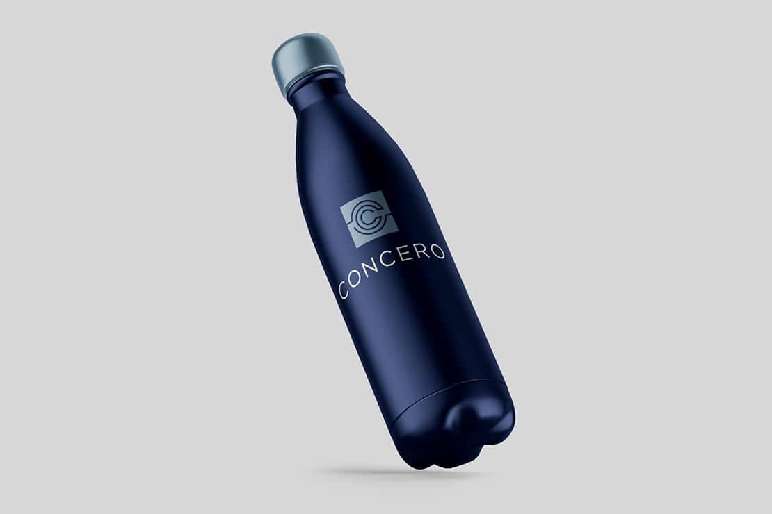 Print marketing water bottle design for Colorado Real Estate Development company