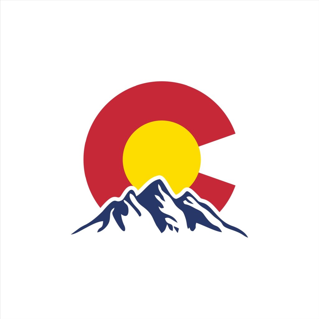 colorado "C" symbol behind a mountain graphic 